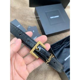 Ysl Fashion Cowhide Vintage Pin Buckle 20mm Belt Black