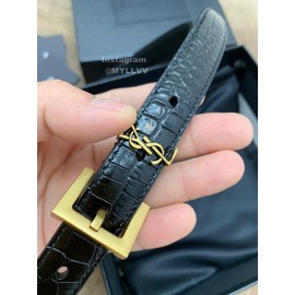 Ysl Fashion Cowhide Vintage Pin Buckle 20mm Belt Black