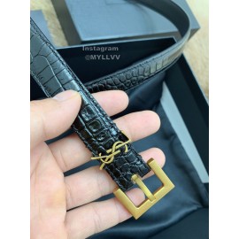 Ysl Fashion Cowhide Vintage Pin Buckle 20mm Belt Black