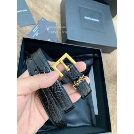 Ysl Fashion Cowhide Vintage Pin Buckle 20mm Belt Black