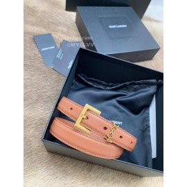 Ysl Fashion Cowhide Vintage Pin Buckle 20mm Belt Tan