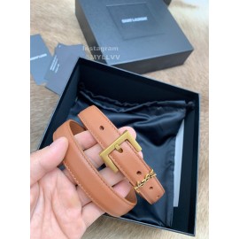 Ysl Fashion Cowhide Vintage Pin Buckle 20mm Belt Tan