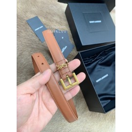 Ysl Fashion Cowhide Vintage Pin Buckle 20mm Belt Tan