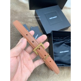 Ysl Fashion Cowhide Vintage Pin Buckle 20mm Belt Tan