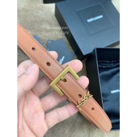 Ysl Fashion Cowhide Vintage Pin Buckle 20mm Belt Tan