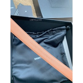 Ysl Fashion Cowhide Vintage Pin Buckle 20mm Belt Tan