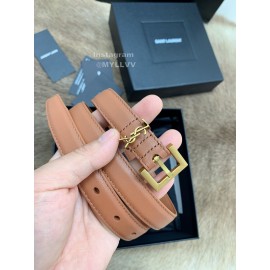 Ysl Fashion Cowhide Vintage Pin Buckle 20mm Belt Tan