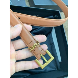 Ysl Fashion Cowhide Vintage Pin Buckle 20mm Belt Tan