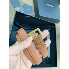 Ysl Fashion Cowhide Vintage Pin Buckle 20mm Belt Tan