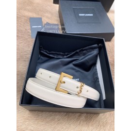 Ysl Fashion Cowhide Vintage Pin Buckle 20mm Belt White