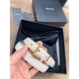 Ysl Fashion Cowhide Vintage Pin Buckle 20mm Belt White