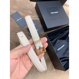Ysl Fashion Cowhide Vintage Pin Buckle 20mm Belt White