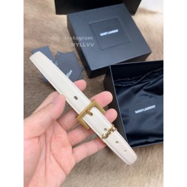 Ysl Fashion Cowhide Vintage Pin Buckle 20mm Belt White