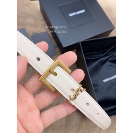 Ysl Fashion Cowhide Vintage Pin Buckle 20mm Belt White