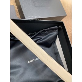 Ysl Fashion Cowhide Vintage Pin Buckle 20mm Belt White