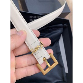 Ysl Fashion Cowhide Vintage Pin Buckle 20mm Belt White