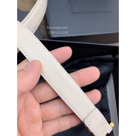 Ysl Fashion Cowhide Vintage Pin Buckle 20mm Belt White