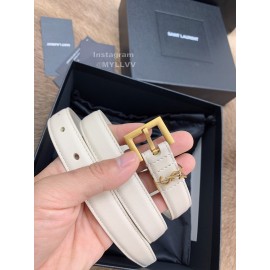 Ysl Fashion Cowhide Vintage Pin Buckle 20mm Belt White