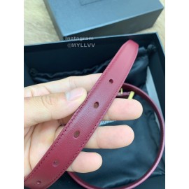 Ysl Fashion Cowhide Vintage Pin Buckle 20mm Belt Wine Red