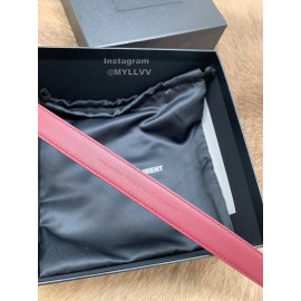 Ysl Fashion Cowhide Vintage Pin Buckle 20mm Belt Wine Red