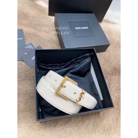 Ysl Fashion Cowhide Vintage Pin Buckle 30mm Belt White