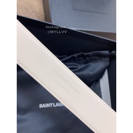 Ysl Fashion Cowhide Vintage Pin Buckle 30mm Belt White
