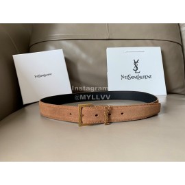 Ysl Fashion Suede Vintage Pin Buckle 30mm Belt For Women Brown