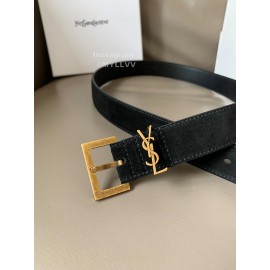 Ysl Fashion Suede Vintage Pin Buckle 30mm Belt For Women Black