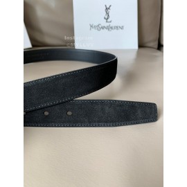 Ysl Fashion Suede Vintage Pin Buckle 30mm Belt For Women Black