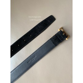 Ysl Fashion Suede Vintage Pin Buckle 30mm Belt For Women Black