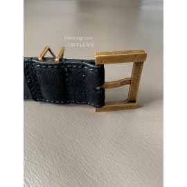 Ysl Fashion Suede Vintage Pin Buckle 30mm Belt For Women Black