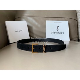 Ysl Fashion Suede Vintage Pin Buckle 30mm Belt For Women Black