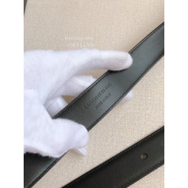 Ysl Black Calf Leather Gold Bronze Buckle Belt