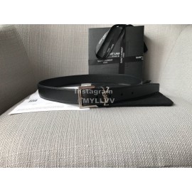 Ysl New Black Calf Leather Silver Buckle 30mm Belt For Women