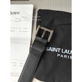 Ysl New Black Calf Leather Silver Buckle 30mm Belt For Women