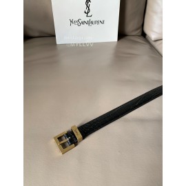 Ysl Black Calf Leather Gold Metal Buckle 24mm Belt 
