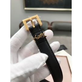 Ysl Plaid Calf Leather Vintage Gold Pin Buckle 20mm Belt For Women 