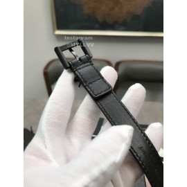 Ysl Plaid Calf Leather Vintage Black Pin Buckle 20mm Belt For Women 