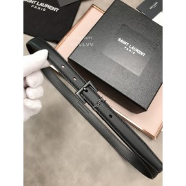 Ysl Plaid Calf Leather Vintage Black Pin Buckle 20mm Belt For Women 