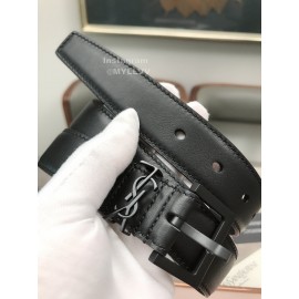 Ysl Plaid Calf Leather Vintage Black Pin Buckle 30mm Belt For Women 