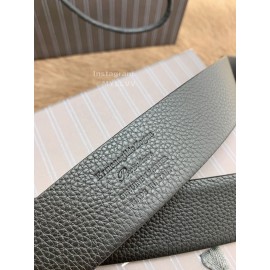 Zegna New Black Calf Leather Rotary Pin Buckle 40mm Belt