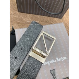 Zegna New Black Calf Leather Rotary Pin Buckle 40mm Belt
