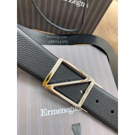 Zegna New Black Calf Leather Rotary Pin Buckle 40mm Belt