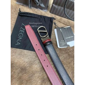 Zegna New Black Calf Leather Rotary Pin Buckle 35mm Belt For Men