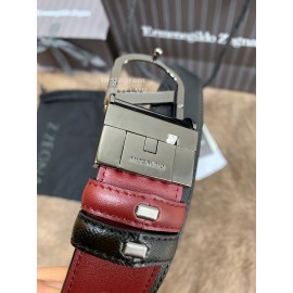 Zegna New Black Calf Leather Rotary Pin Buckle 35mm Belt For Men