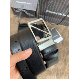 Zegna New Black Calf Leather Rotary Pin Buckle 40mm Belt For Men