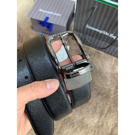 Zegna New Calf Leather Rotary Pin Buckle 35mm Belt For Men Wine Red