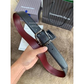 Zegna New Calf Leather Rotary Pin Buckle 35mm Belt For Men Wine Red