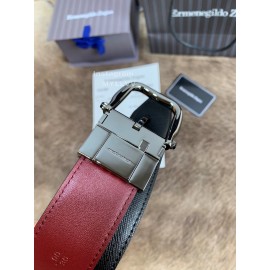 Zegna New Calf Leather Rotary Pin Buckle 35mm Belt For Men Wine Red