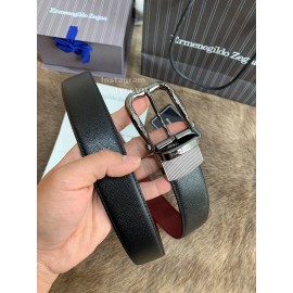 Zegna New Calf Leather Rotary Pin Buckle 35mm Belt For Men Wine Red